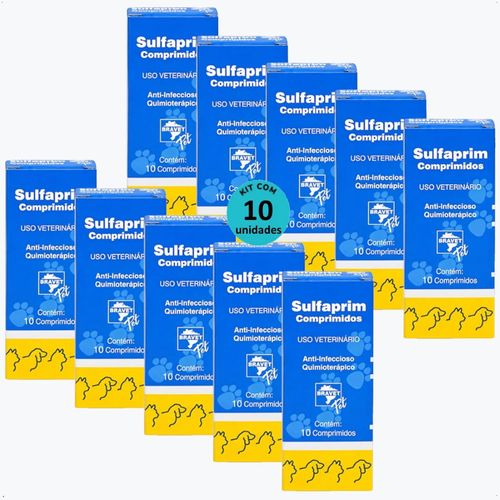 SULFAPRIM BRAVET COM 10 COMPRIMIDOS KIT COM 10